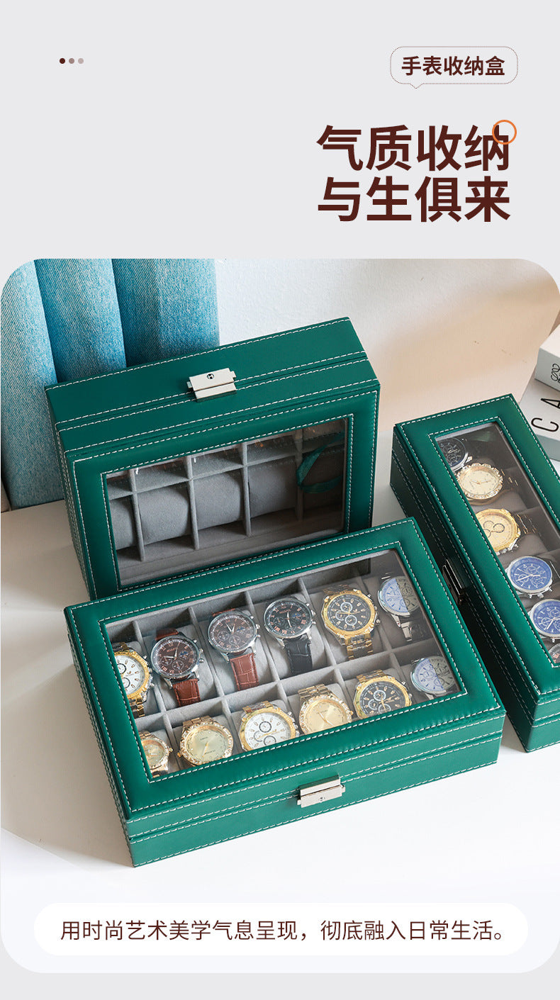 2025 New Leather Watch Box Storage Box with Lock Home Watch Organizer Display Box Mechanical Watch Jewelry Box