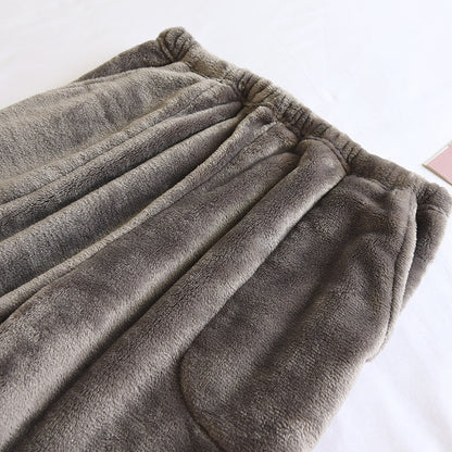 Flannel Women's Pajama Pants Fall/Winter Men's Loose Warm Simple New Couple's Home Pants Pants Winter One-Piece Hair