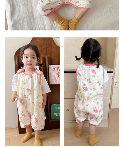 Baby Vest Sleeping Bag Summer Thin Gauze Pure Cotton Baby Kick-proof Sleeveless Children's Pajamas Air-conditioned Room Anti-cold