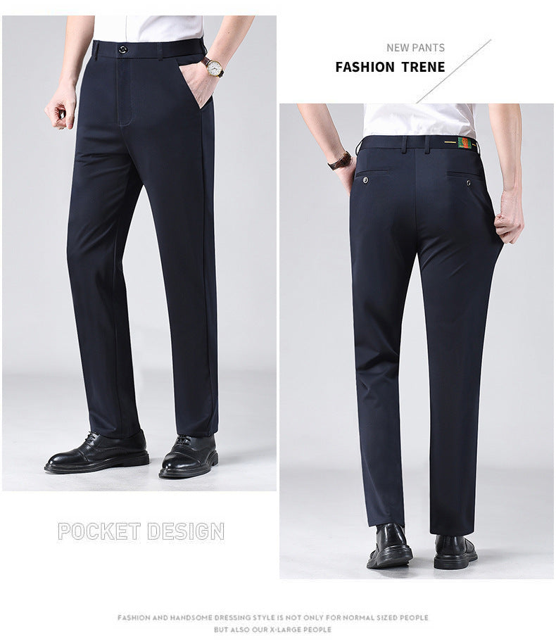 Live popular Tiger head summer thin men's casual pants men's straight business dad suit pants men's stretch long pants