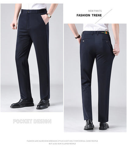 Live popular Tiger head summer thin men's casual pants men's straight business dad suit pants men's stretch long pants
