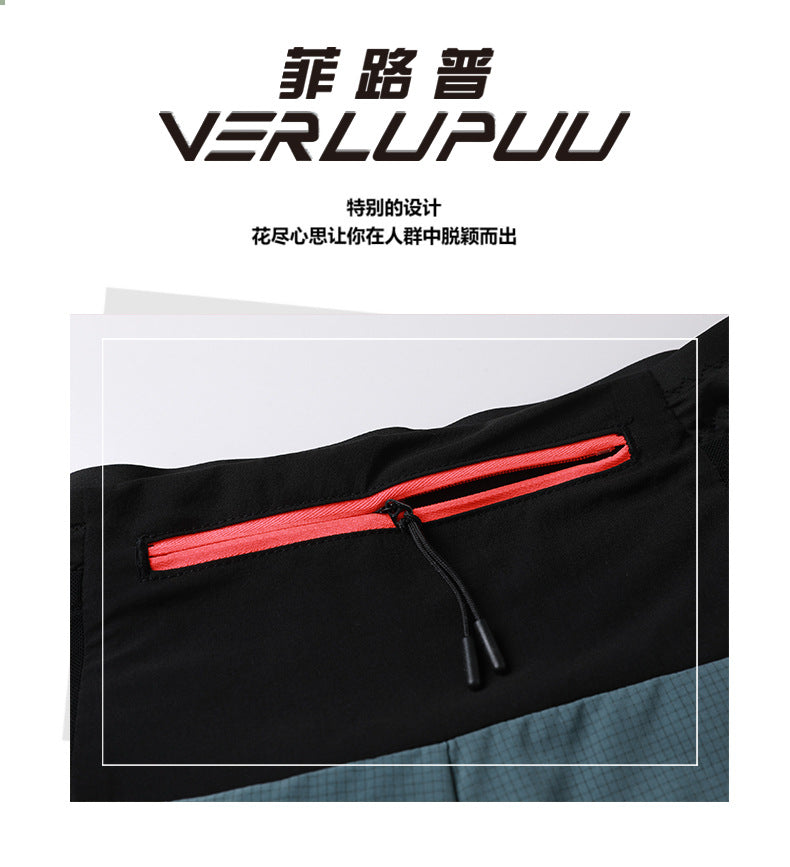 Summer Running Racing Shorts Checkered Cloth Quick-Drying Breathable Marathon Seamless Multi-Flap Pocket Pants Off-Road Fitness Casual Pants for Men