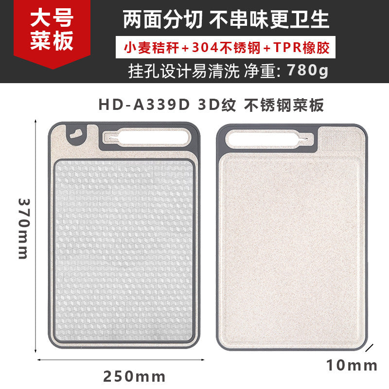 New in stock Amazon Explosions 3D Pattern Stainless Steel Cutting Board Titanium Cutting Board 304 Double-sided Cutting Board