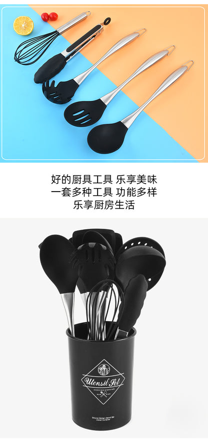 Food Grade Silicone 11 Pieces Kitchenware suit Stir-frying Shovel Non-stick Pan Silicone Colander Pot Stir-frying Spoon Soup Spoon