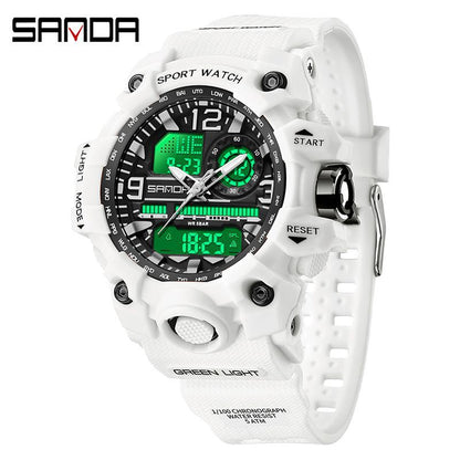Sanda Hot-Selling Watch Korean Version Student Party Multi-Functional Waterproof Alarm Clock Electronic Watch Cool Dual Display Luminous Sports Watch by PDG ibma
