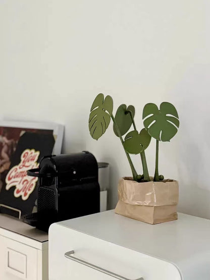 Monstera coaster plant Bamboo Coaster Plant with Magnet 3D Printing Cross-border Explosions
