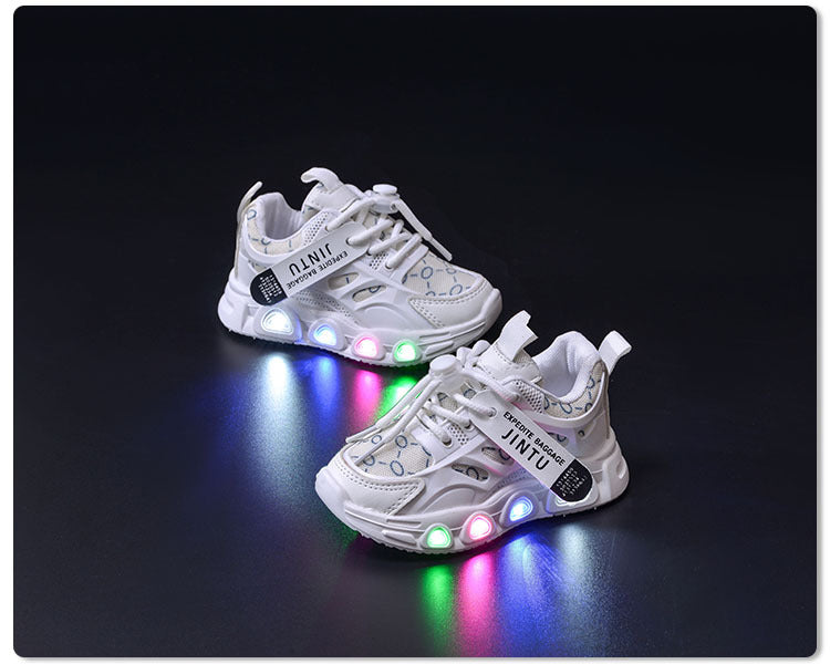 Spring and Summer New Children's Luminous Cloth Noodles for Boys sneaker 1-6 Years Old LED Light Shoes Casual Girls Schoolwalking Lights Shoes