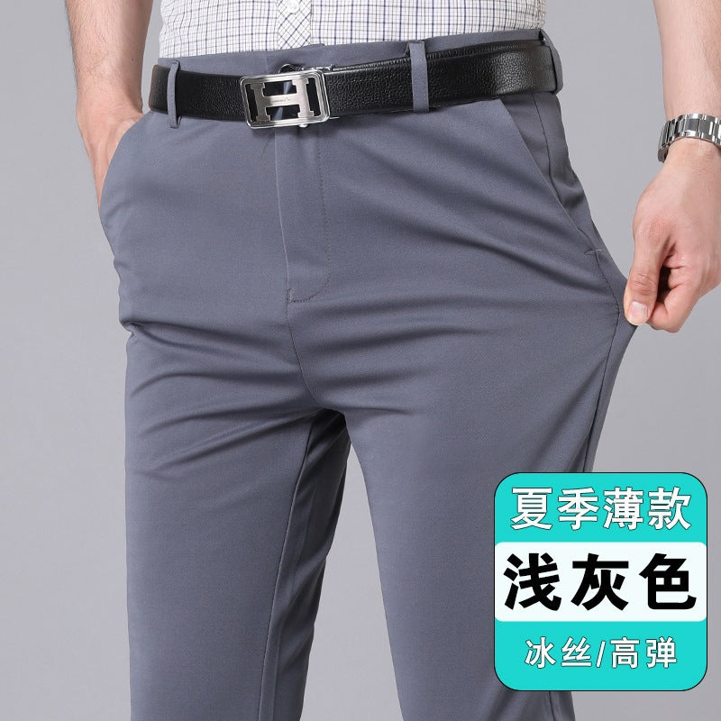 Men's Casual Trousers for Foreign Trade, Loose and Fattened, No-Iron Straight Suit, Business Elastic Trousers Wholesale