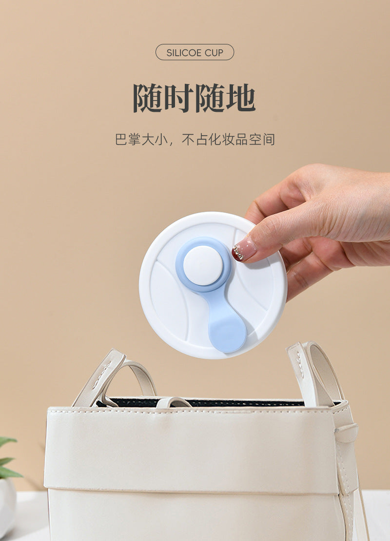 Cross-border folding cup outdoor travel convenient straw folding cup Silicone Collapsible Cup