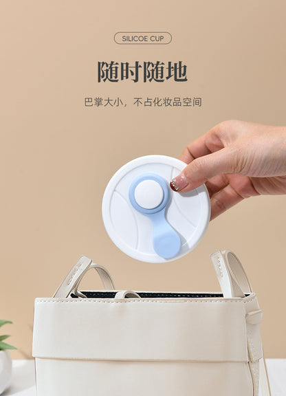 Cross-border folding cup outdoor travel convenient straw folding cup Silicone Collapsible Cup