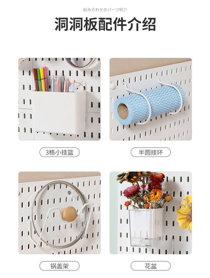 Desktop Perforated Board Storage Rack Organizer Office Partition Workstation Desk Stationery Organizer Shelf No Drilling Required