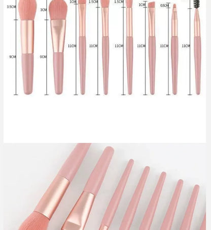 Morandi 8-Piece Beginner Makeup Brush Set Beauty Tools Portable Brushes for Beginners Eyeshadow Brush Loose Powder Setting Brush