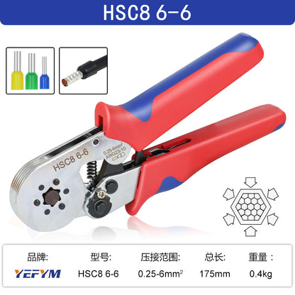 Tube type needle type terminal crimping pliers crimping pliers manual wiring pliers mini electrician ratchet tool suit YEFYM