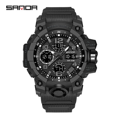 Sanda Hot-Selling Watch Korean Version Student Party Multi-Functional Waterproof Alarm Clock Electronic Watch Cool Dual Display Luminous Sports Watch by PDG ibma