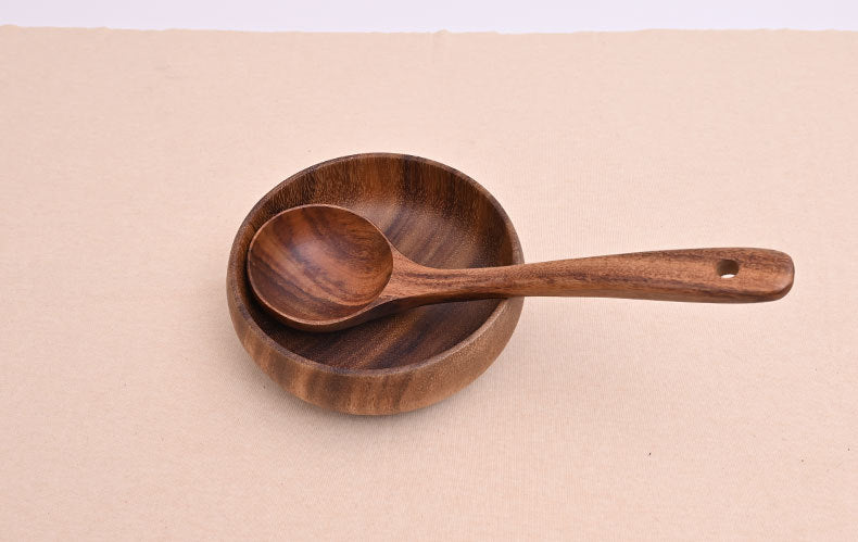 Paint-free Wax-free Wooden Cooking Spoon Shovel suit Kitchenware Long Handle Non-stick Pan Stir-frying Shovel Wooden Acacia Soup Spoon