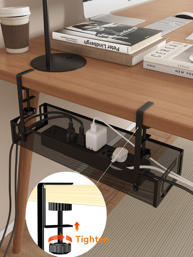 Cross-border desk under cable and wire management tray rack under counter finishing rack row storage rack socket organizer