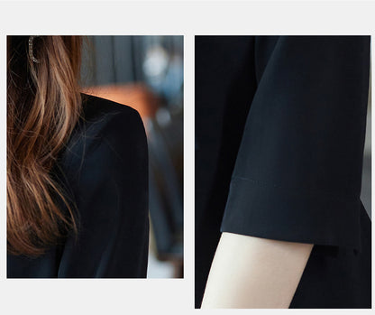 [Three-Quarter Sleeve Dress] Women's Formal Suit Dress, Korean Style Fashion Professional Attire, Small Blazer Dress for Spring and Summer