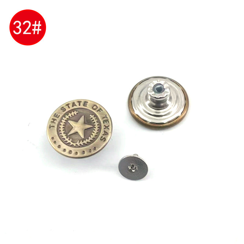 Wholesale In-Stock Waist-Cinching Button-Free Detachable Jeans Buttons, Eco-Friendly Buttons, Screw Metal I-Shaped Buckles