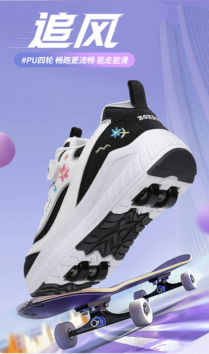 Girls' Heelys Sneakers 2025 Mesh Children's Shoes for Older Kids Roller Skates Girls' Four-Wheel Skates