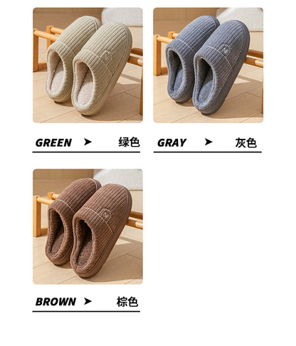 Women's Thick-Soled Winter Non-Slip Couple Indoor Warm Home Slippers with Fur for Men and Women