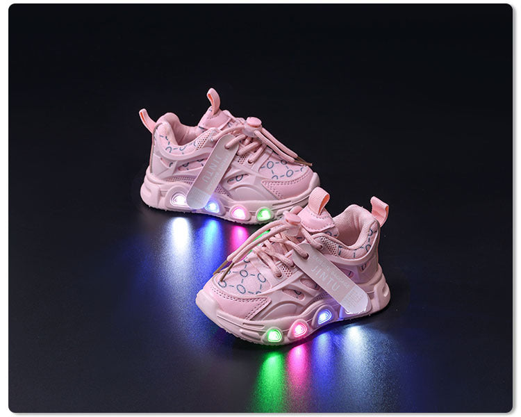 Spring and Summer New Children's Luminous Cloth Noodles for Boys sneaker 1-6 Years Old LED Light Shoes Casual Girls Schoolwalking Lights Shoes