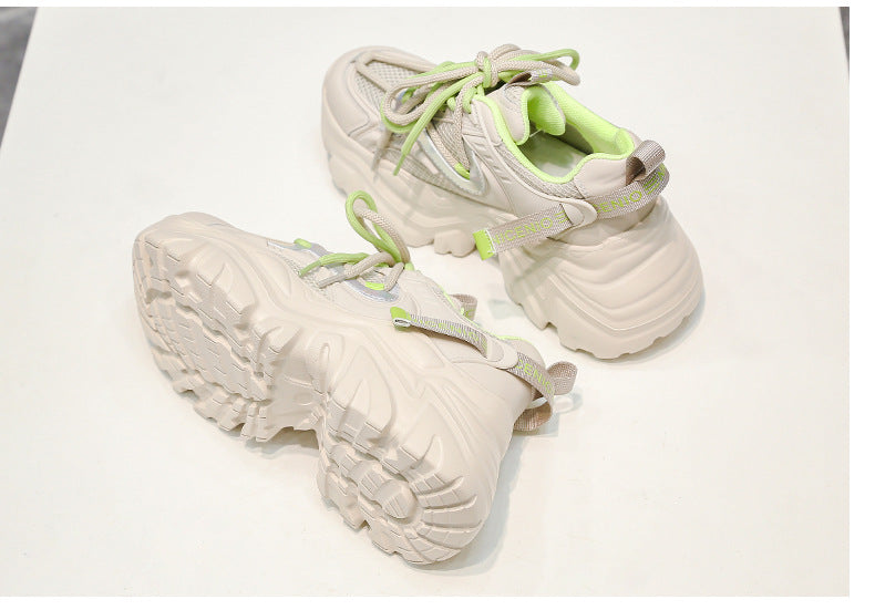 New Spring Shoes, Thick-Soled Women's Shoes, Versatile Height-Increasing Shoes, Non-Slip, Breathable, Lightweight Dad Shoes, Mesh Sneakers for Women