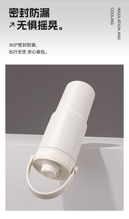 Cross-border high-value 316 stainless steel thermos cup large-capacity double-drink ceramic liner car cup portable handle cup
