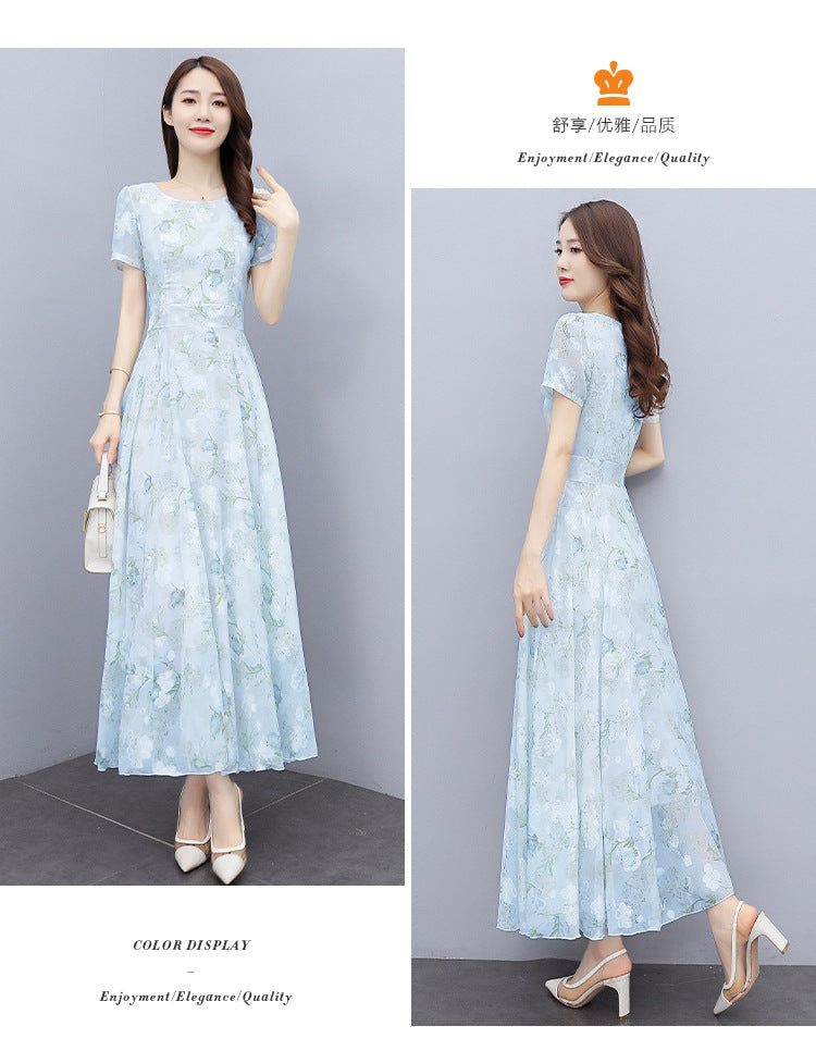 2022 Summer New Bohemian Long Dress to Ankle Chiffon dress Super Long Seaside Holiday Beach Dress for Women