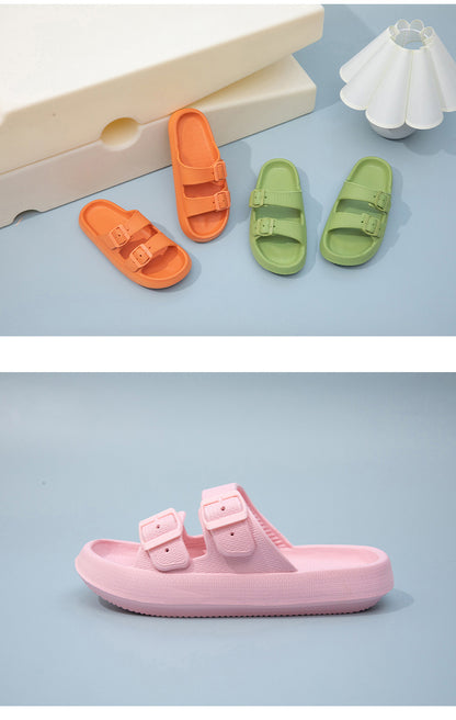 Foreign Trade Double Buckle Cool EVA Slippers Lovers Women's Beach Slippers Classic Men's Slippers