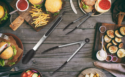 Cross-Border High-Temperature Resistant Steak Grilling Tongs 430 Stainless Steel Anti-Scalding Thickened Barbecue Tongs Kitchen Tools Food Tongs