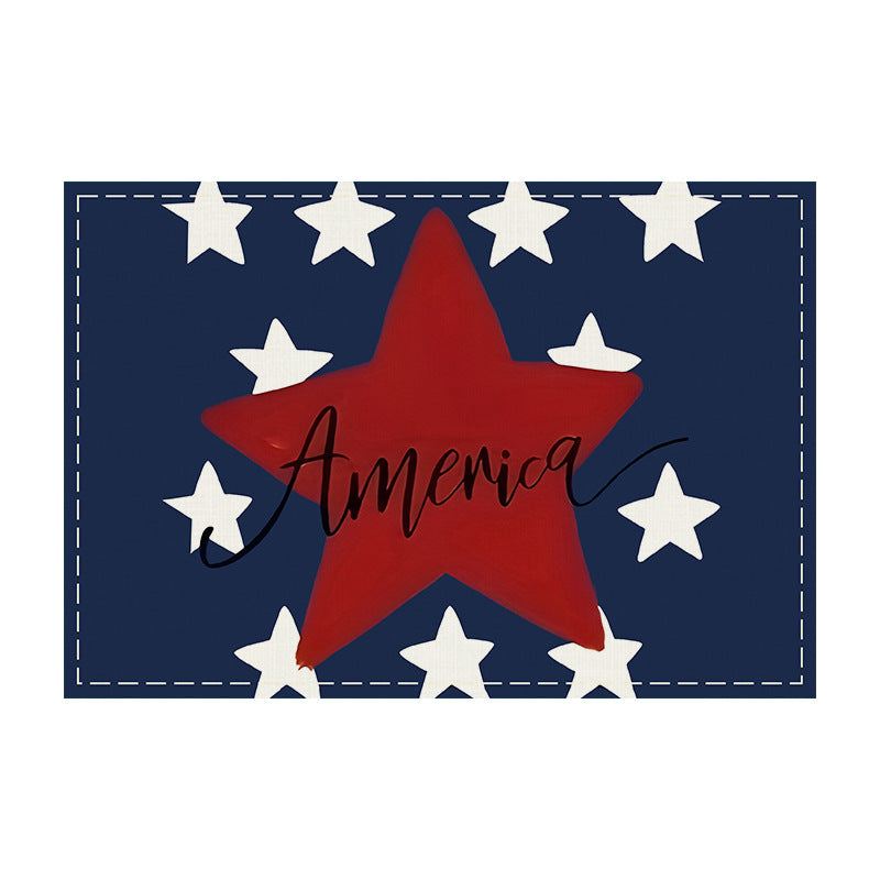 JIT Cross Border Independence Day Placemat Amazon New Linen Printed Placemat Star Flag Dining Table Decorative Placemat