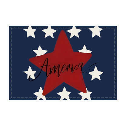 JIT Cross Border Independence Day Placemat Amazon New Linen Printed Placemat Star Flag Dining Table Decorative Placemat