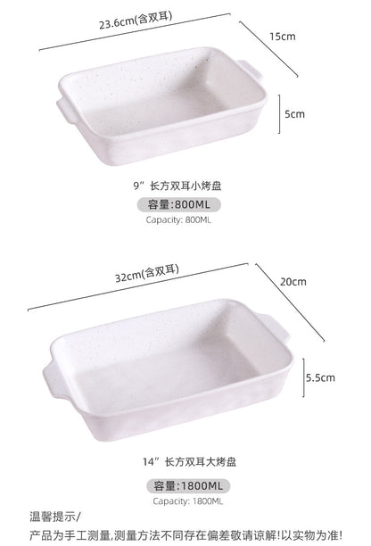 Cross-Border Scandinavian Style Kiln-Turned Baking Pan Amazon Square Steak Plate High-Value Tableware Available for Restaurants and Restaurants