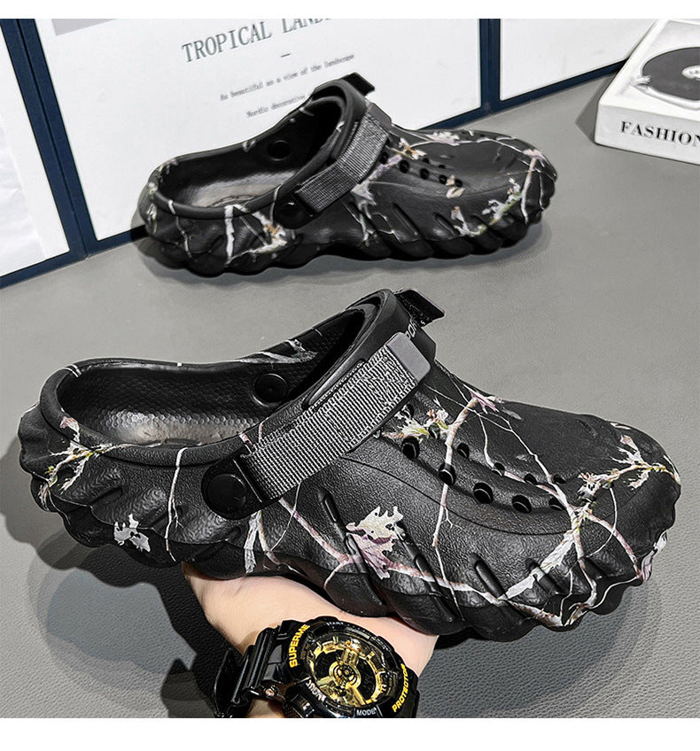 One Shoe, Two Wear, Fashionable Large Size Cross-Border Clogs, Men's Outer Wear, Casual Toe-Toe Slippers, Outdoor Trendy Men's Beach Shoes
