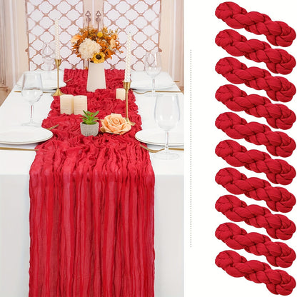 Bali Crepe Table Flag Foreign Trade Western Tablecloth Light Luxury High-End Wedding Party Decoration Pleated Table Flag Wholesale