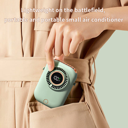 New Handheld Digital Display Small Fan Portable USB Lazy Electric Fan Outdoor Mini Waist Fan Hanging Neck Fan