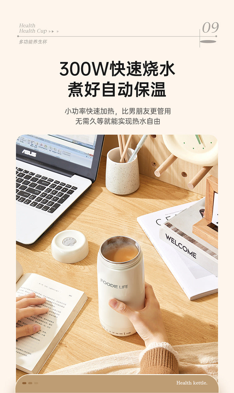 Travel Kettle Electric Heating Cup Small Portable Heating Stainless Steel Thermostatic Cup Health Kettle Tea Thermos Cup