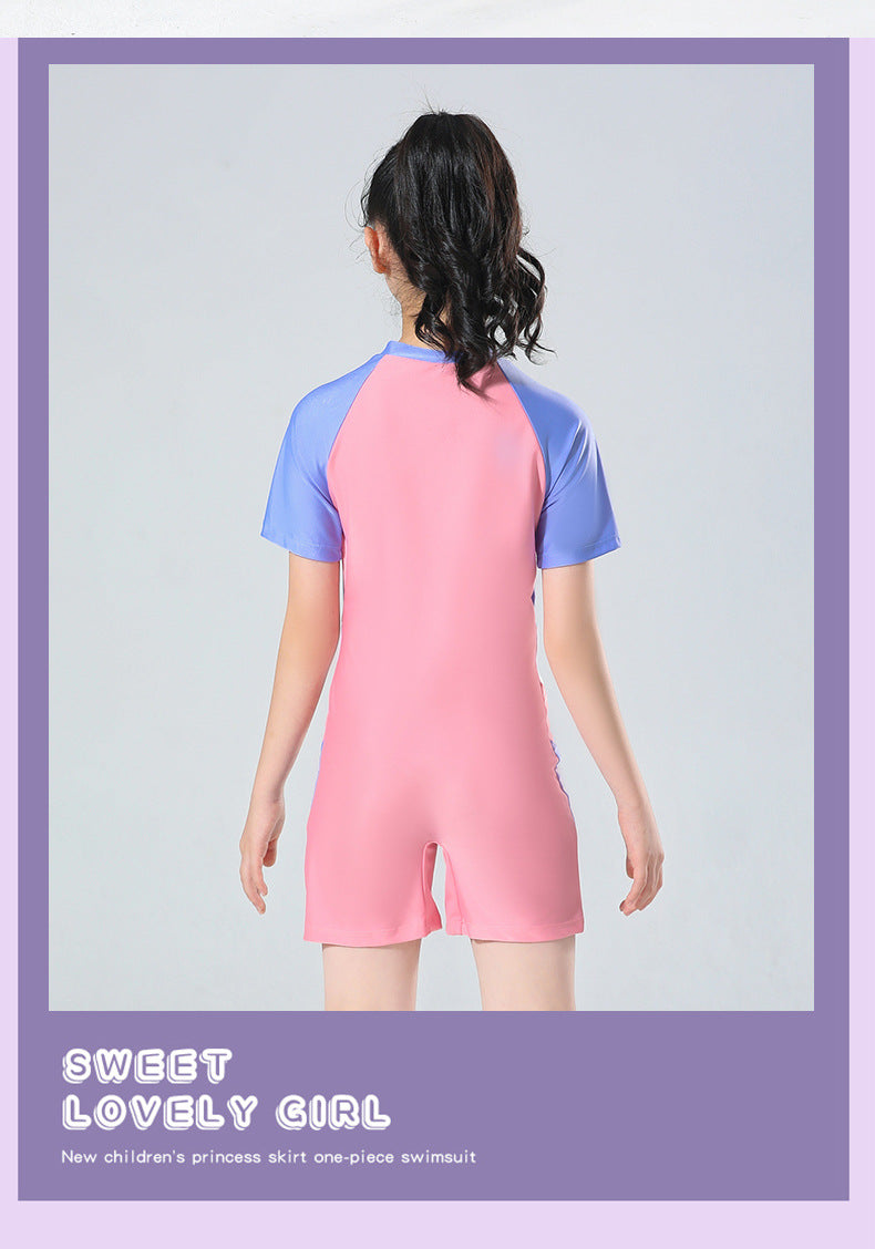 Children's Swimwear Girl's Summer Siansu Hot Spring 2023 New Style Small, Middle and Big Girl's Swimwear Professional Training Swimwear