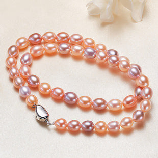 Zhuji jewelry wholesale round freshwater pearl necklace women send mother chain slightly defective real pearl necklace clavicle chain