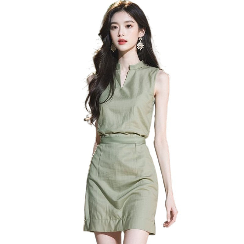 Foreign Trade Women's 2024 New Light Luxury High-end Super Good-looking French High-end Exquisite Beautiful Green Vest