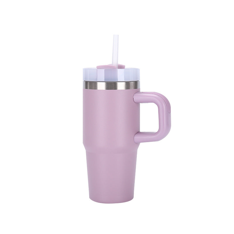 14oz Large-Capacity Handle Car Cup 304 Stainless Steel Thermal Insulation Ice Cup Outdoor High-Looking Straw Cup