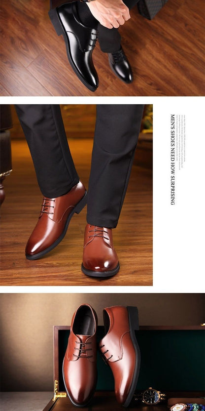 [100% cowhide] 2023 new autumn genuine leather shoes men's non-slip breathable business work shoes dad shoes