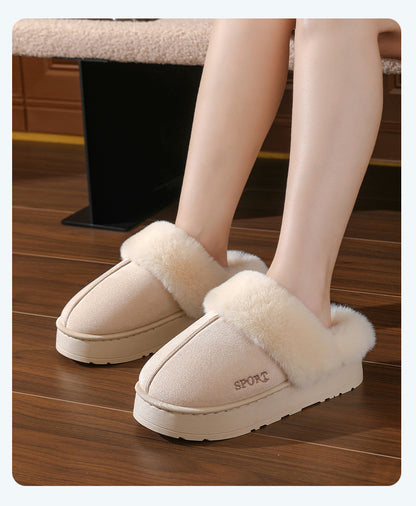 Couple's Cotton Slippers for Women, Thick-Soled, Warm, Non-Slip Home Slippers for Men, Autumn and Winter Indoor Non-Slip Soft-Soled Maternity Shoes