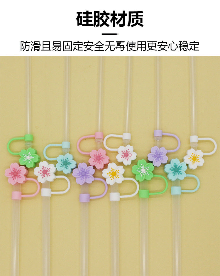 Popular 10mm Begonia Flower Straw Cap Stanley Water Cup Straw Plug Silicone Flower Straw Cover Direct from Manufacturer