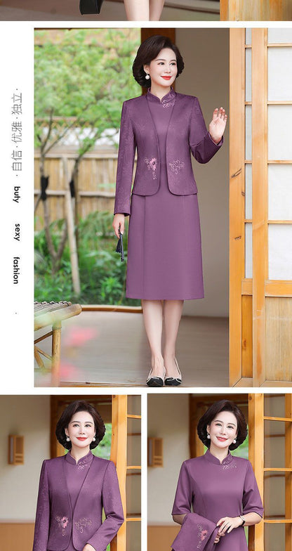 2024 New Chinese Mother's Wedding Dress Two-Piece Wedding Dress for dress Women's Spring and Autumn Middle Year Happy Mother-in-Law Wedding Dress