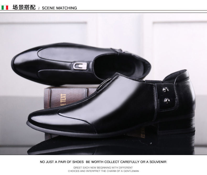 Men's Business Formal Wear Genuine Leather Black Patent Leather Shoes Men's Trendy Shoes for Work Spring and Autumn Korean Style British Pointed Toe Men's Shoes