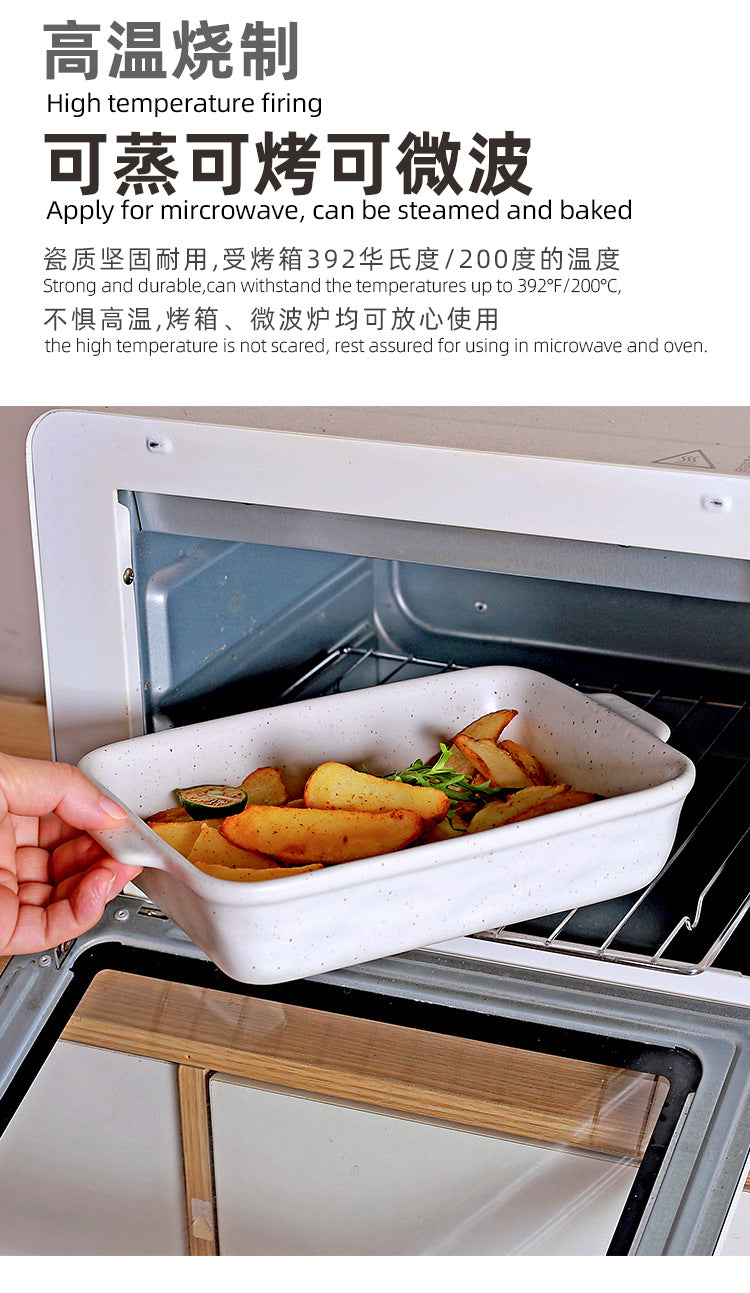 Cross-Border Scandinavian Style Kiln-Turned Baking Pan Amazon Square Steak Plate High-Value Tableware Available for Restaurants and Restaurants