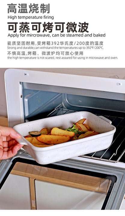 Cross-Border Scandinavian Style Kiln-Turned Baking Pan Amazon Square Steak Plate High-Value Tableware Available for Restaurants and Restaurants