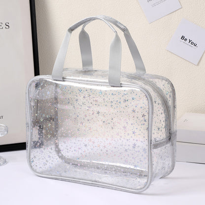 New Pvc Toiletry Makeup Brush Travel Zipper Tote Bag Cosmetic Small Star Makeup Bag Convenient and Large Capacity