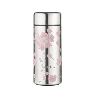 Pocket Insulated Cup Mini Compact Wave Cherry Blossom Rose Pure Titanium Coffee Mug Couple Portable Cute Healing Travel Companion